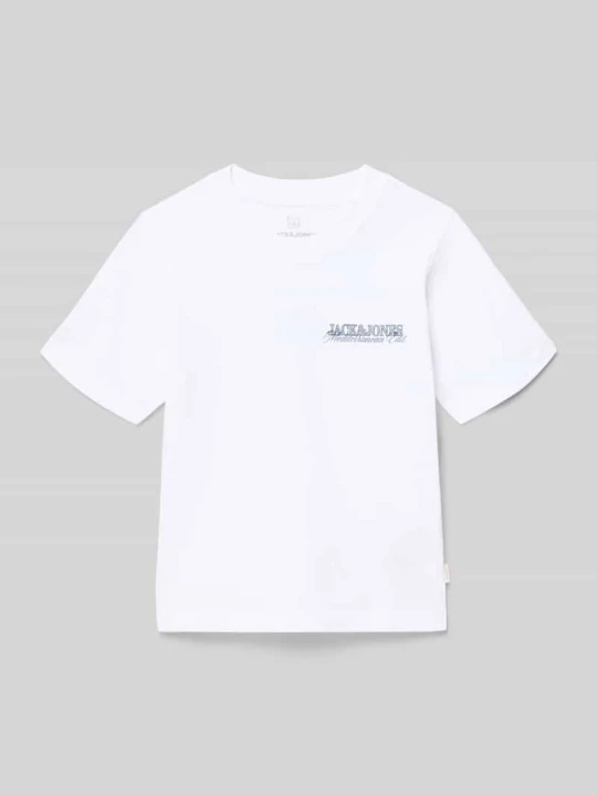 Zdjęcie produktu T-shirt z nadrukiem z przesłaniem model 'CASSIS' Jack&Jones Biały