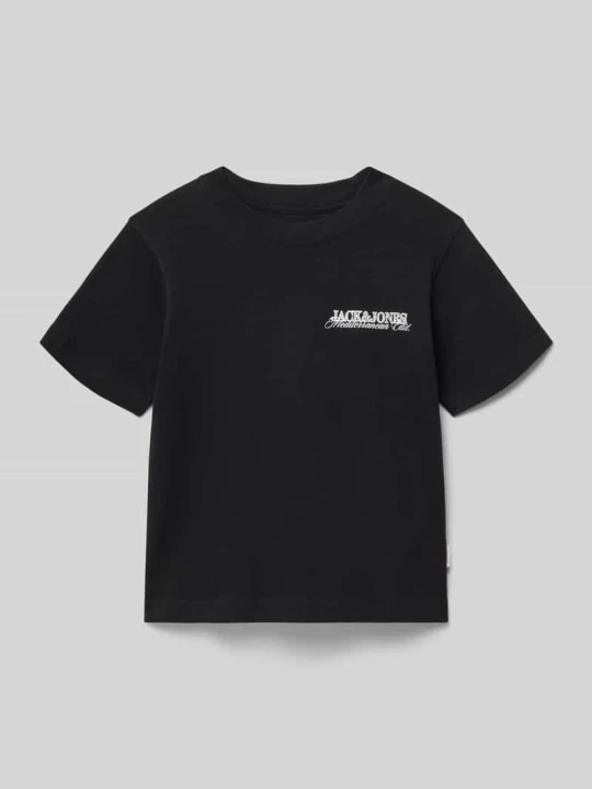 Zdjęcie produktu T-shirt z nadrukiem z przesłaniem model 'CASSIS' Jack&Jones Czarny