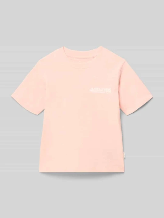 Zdjęcie produktu T-shirt z nadrukiem z przesłaniem model 'CASSIS' Jack&Jones Morelowy