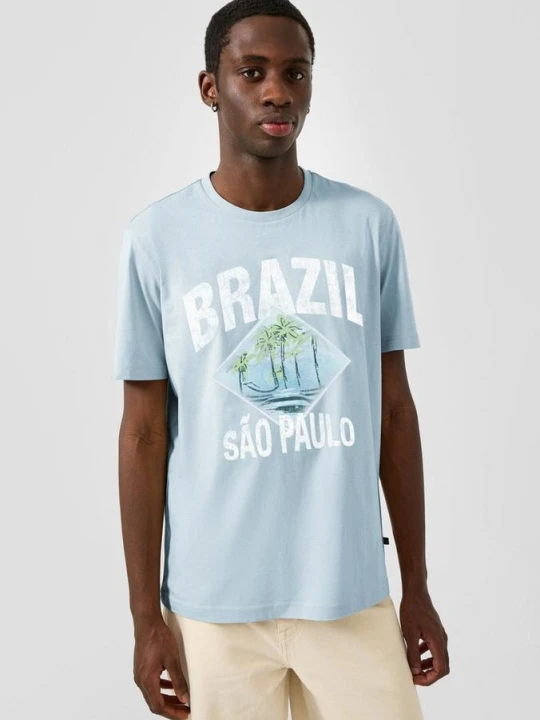 Zdjęcie produktu T-shirt z nadrukiem z przodu QS niebieski