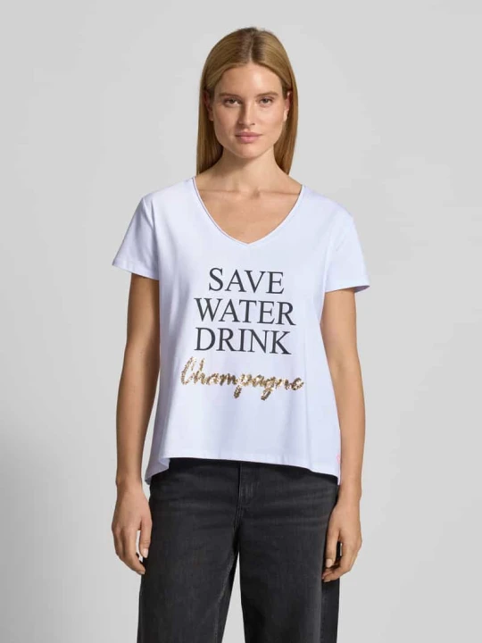 Zdjęcie produktu T-shirt z nadrukiem z napisem Miss Goodlife Biały