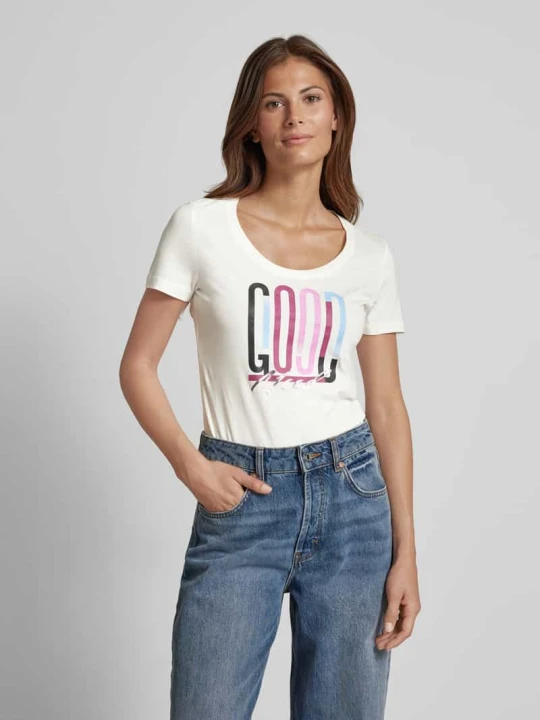 Zdjęcie produktu T-shirt z nadrukiem ze sloganem s.Oliver Złamany biały