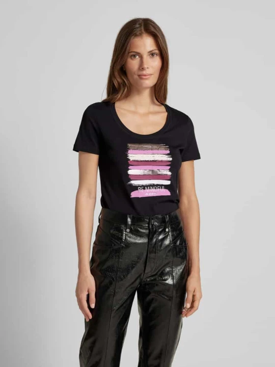 Zdjęcie produktu T-shirt z nadrukiem ze sloganem s.Oliver Czarny