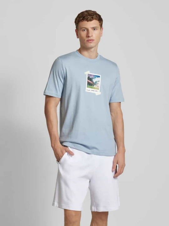 Zdjęcie produktu T-shirt z nadrukowanym motywem Adidas Jasnoniebieski