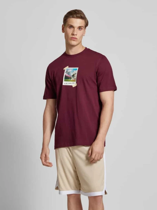 Zdjęcie produktu T-shirt z nadrukowanym motywem Adidas Bordowy