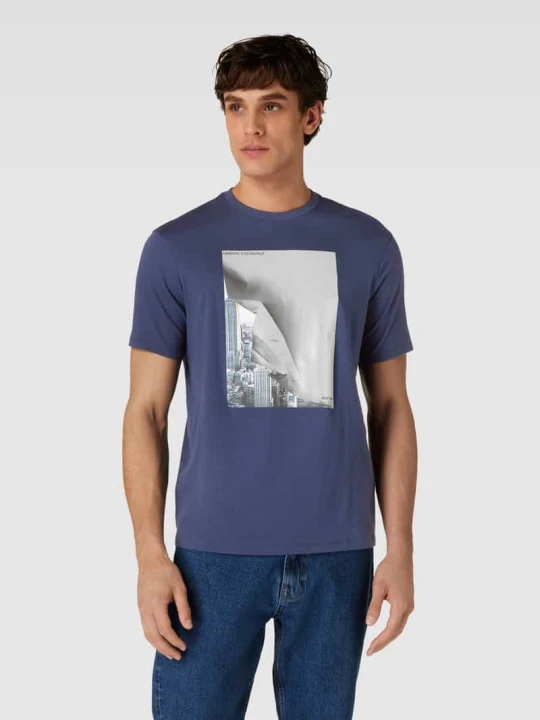 Zdjęcie produktu T-shirt z nadrukowanym motywem Armani Exchange Ciemnoniebieski