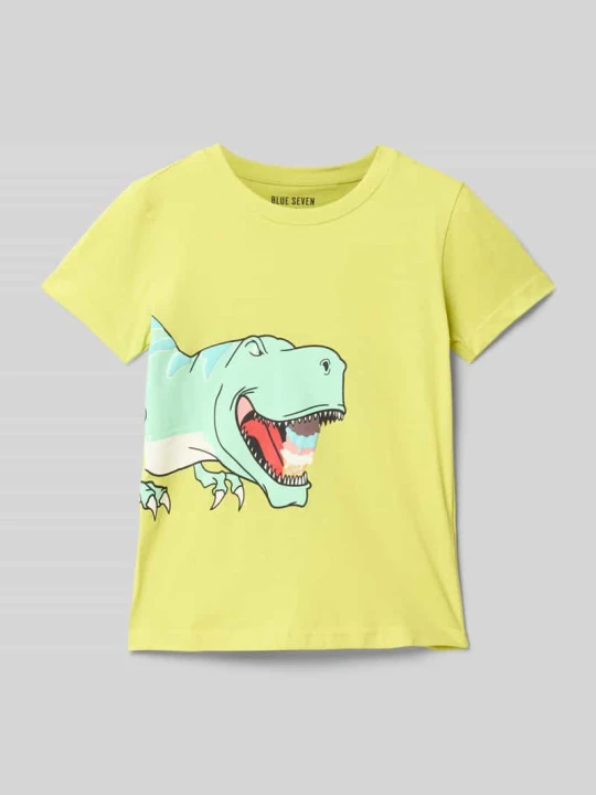 Zdjęcie produktu T-shirt z nadrukowanym motywem BLUE SEVEN Żółty