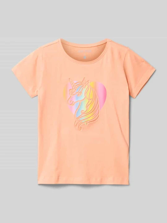Zdjęcie produktu T-shirt z nadrukowanym motywem BLUE SEVEN Morelowy