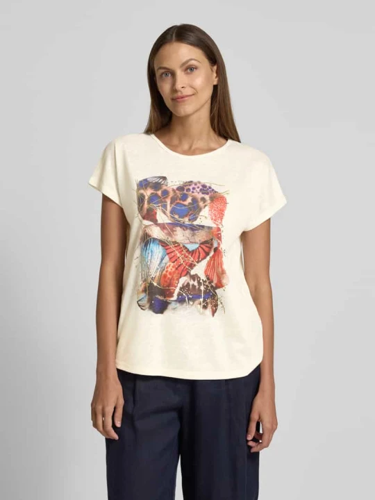 Zdjęcie produktu T-shirt z nadrukowanym motywem Christian Berg Złamany biały