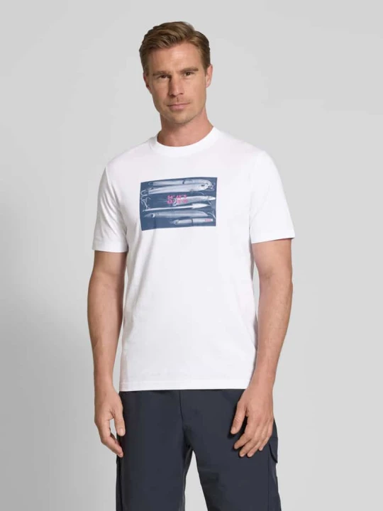 Zdjęcie produktu T-shirt z nadrukowanym motywem i logo model ‘Dune’ Boss Biały