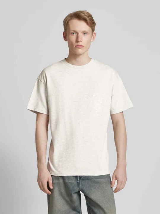 Zdjęcie produktu T-shirt z nadrukowanym motywem i logo model ‘VASO’ BLKVIS Jasnoszary melanż