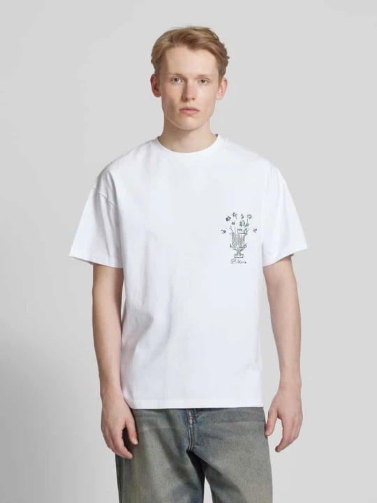 Zdjęcie produktu T-shirt z nadrukowanym motywem i logo model ‘VASO’ BLKVIS Biały
