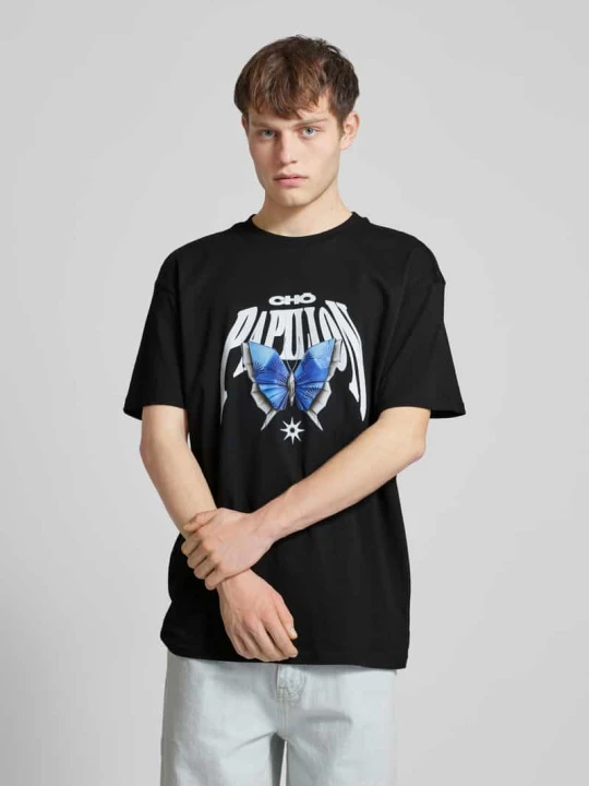Zdjęcie produktu T-shirt z nadrukowanym motywem Mister Tee Czarny
