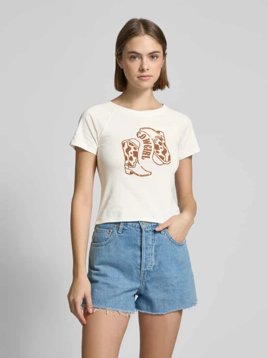 Zdjęcie produktu T-shirt z nadrukowanym motywem model ‘LOUI’ Noisy May Biały