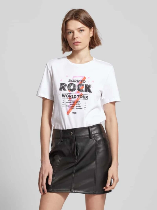 Zdjęcie produktu T-shirt z nadrukowanym motywem model ‘LUCIA’ Only Biały