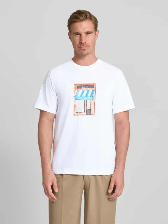 Zdjęcie produktu T-shirt z nadrukowanym motywem model ‘MARKET’ Forét Biały