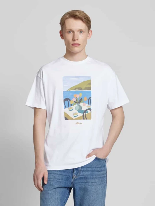 Zdjęcie produktu T-shirt z nadrukowanym motywem model ‘SOSTA’ BLKVIS Biały