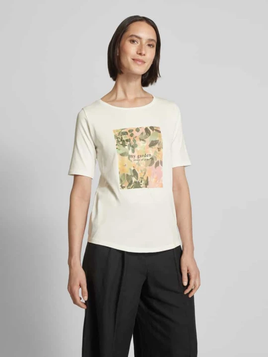 Zdjęcie produktu T-shirt z nadrukowanym motywem MORE & MORE Złamany biały