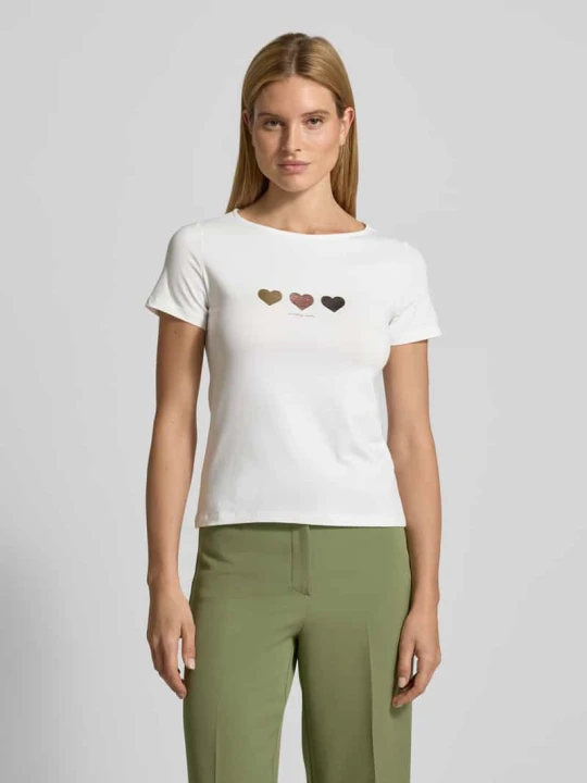 Zdjęcie produktu T-shirt z nadrukiem z motywem MORE & MORE Złamany biały