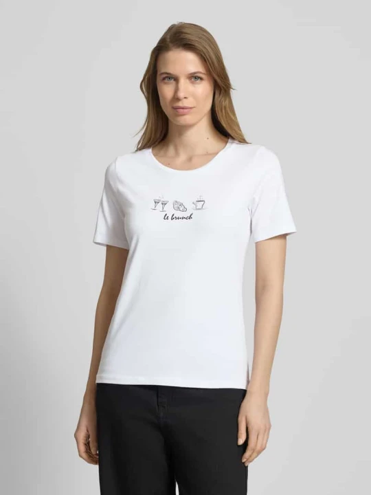Zdjęcie produktu T-shirt z nadrukiem z motywem MORE & MORE Biały