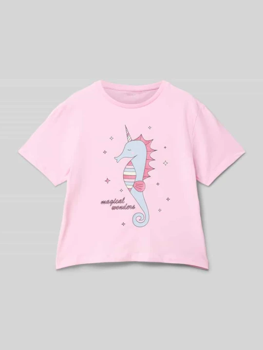 Zdjęcie produktu T-shirt z nadrukowanym motywem NAME IT Różowy