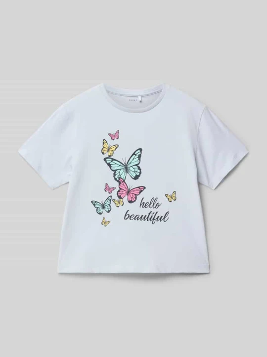Zdjęcie produktu T-shirt z nadrukowanym motywem NAME IT Błękitny