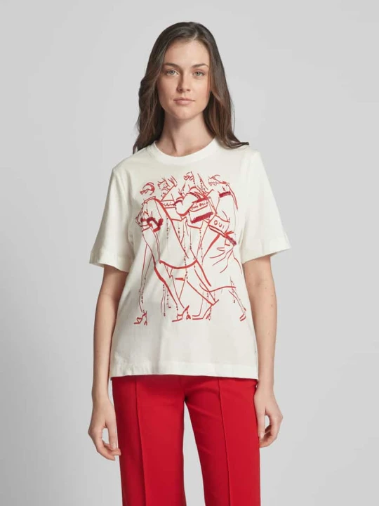 Zdjęcie produktu T-shirt z nadrukowanym motywem Oui Biały