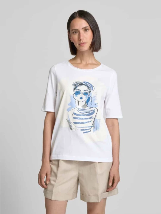 Zdjęcie produktu T-shirt z nadrukowanym motywem Oui Złamany biały