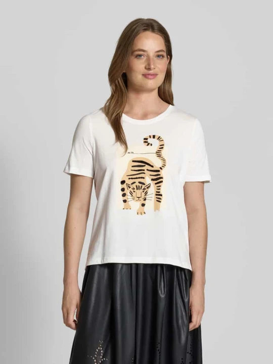 Zdjęcie produktu T-shirt z nadrukowanym motywem Oui Biały