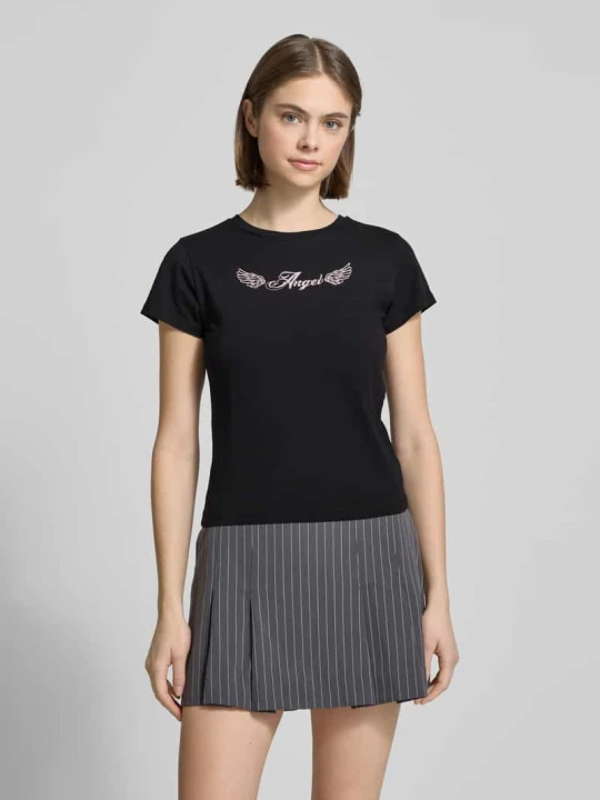Zdjęcie produktu T-shirt z nadrukowanym motywem REVIEW Czarny