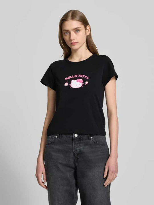 Zdjęcie produktu T-shirt z nadrukowanym motywem REVIEW Czarny