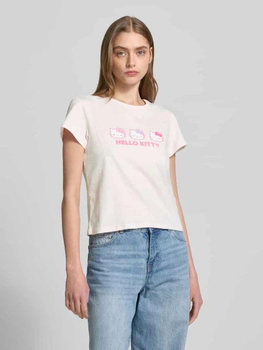 Zdjęcie produktu T-shirt z nadrukowanym motywem REVIEW Różowawy