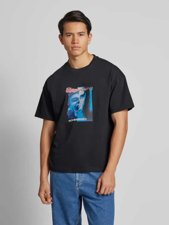 Zdjęcie produktu T-shirt z nadrukowanym motywem Weekday Czarny