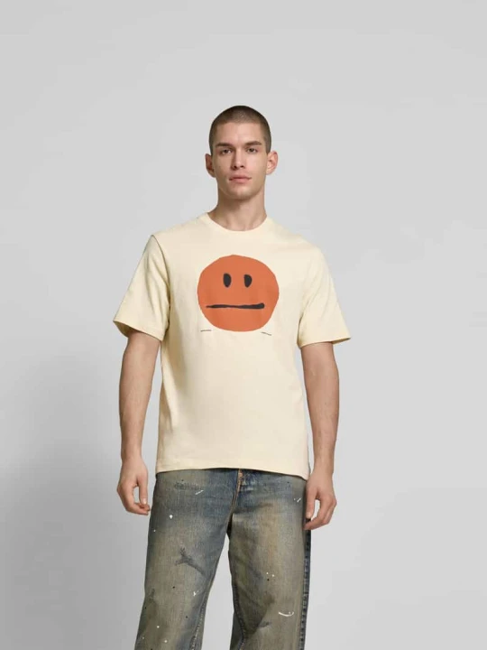 Zdjęcie produktu T-shirt z nadrukowanym motywem Wood Wood Piaskowy