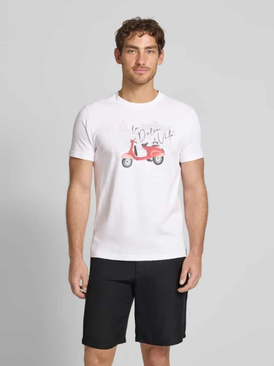 Zdjęcie produktu T-shirt z nadrukowanym motywem Zeybra Biały