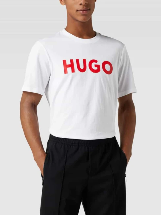 Zdjęcie produktu T-shirt z napisem z logo model 'DULIVIO' Hugo Biały