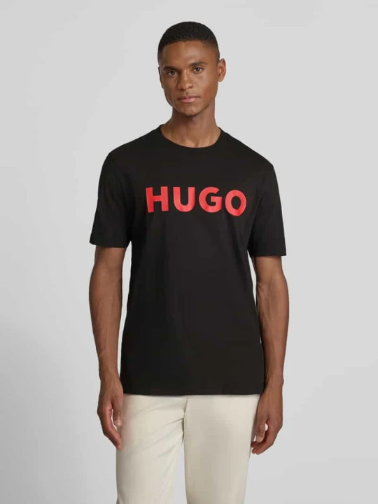 Zdjęcie produktu T-shirt z napisem z logo model ‘DULIVIO’ Hugo Czarny