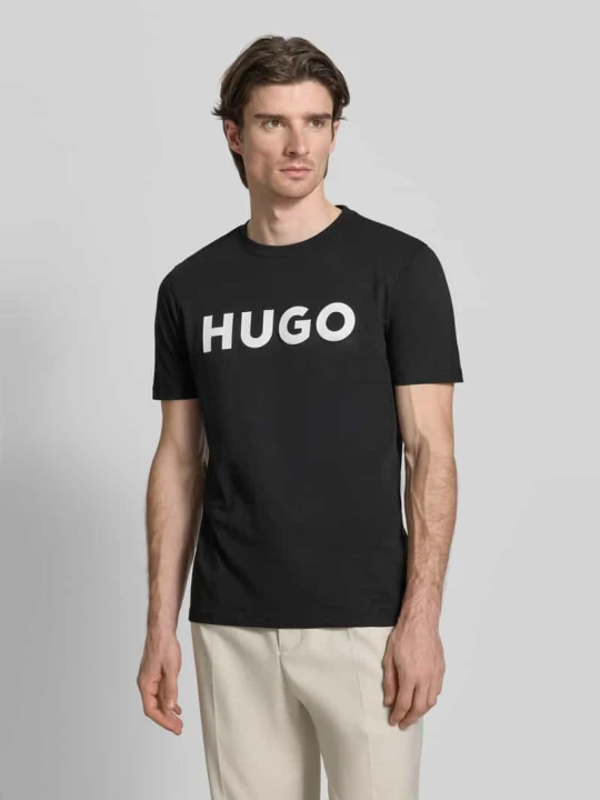 Zdjęcie produktu T-shirt z napisem z logo model ‘DULIVIO’ Hugo Czarny