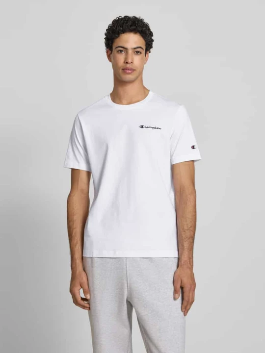 Zdjęcie produktu T-shirt z naszywanymi detalami z logo i okrągłym dekoltem Champion Biały