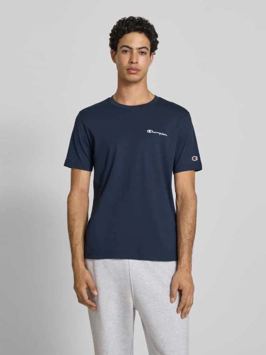 Zdjęcie produktu T-shirt z naszywanymi detalami z logo i okrągłym dekoltem Champion Granatowy