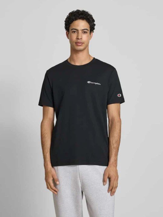 Zdjęcie produktu T-shirt z naszywanymi detalami z logo i okrągłym dekoltem Champion Czarny