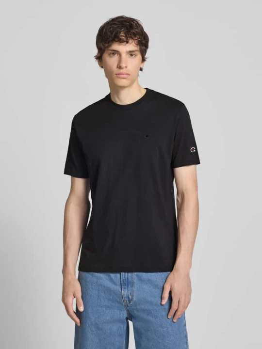 Zdjęcie produktu T-shirt z naszywanymi detalami z logo i okrągłym dekoltem Champion Czarny