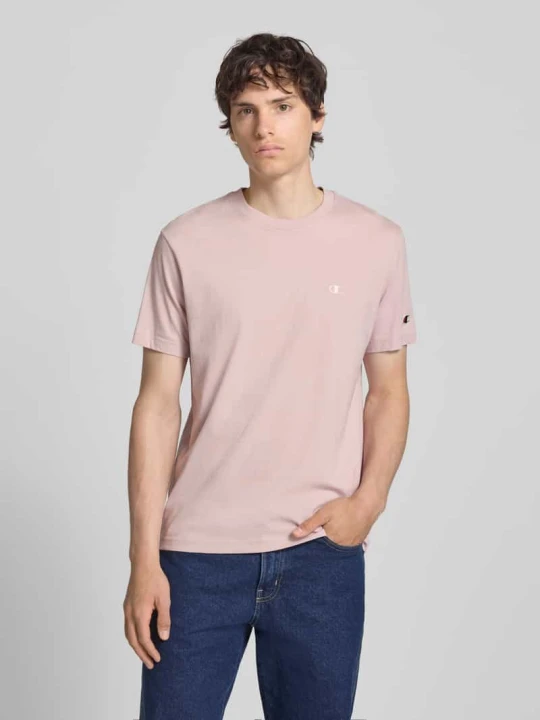 Zdjęcie produktu T-shirt z naszywanymi detalami z logo i okrągłym dekoltem Champion Brudnoróżowy