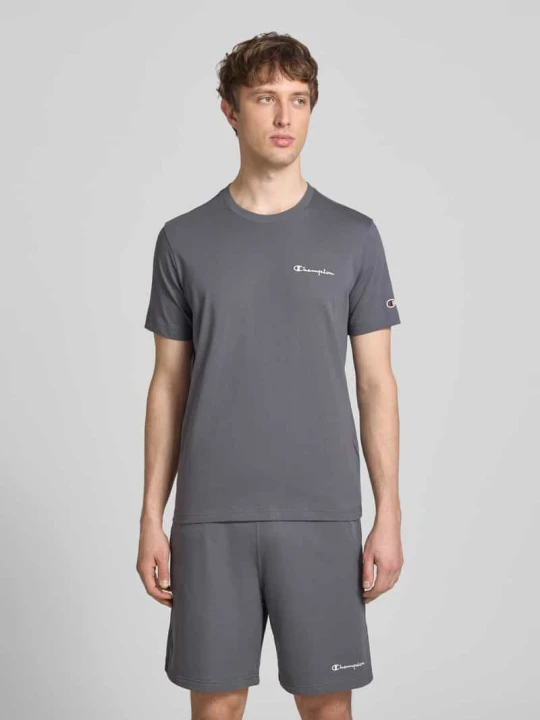 Zdjęcie produktu T-shirt z naszywanymi detalami z logo i okrągłym dekoltem Champion Antracytowy