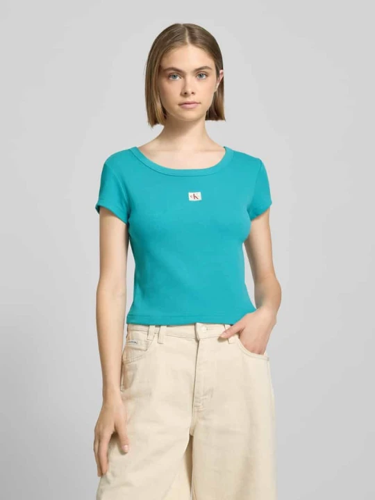 Zdjęcie produktu T-shirt z naszywką z logo Calvin Klein Jeans Turkusowy