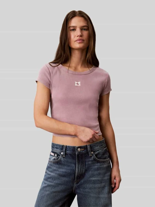 Zdjęcie produktu T-shirt z naszywką z logo Calvin Klein Jeans Bordowy