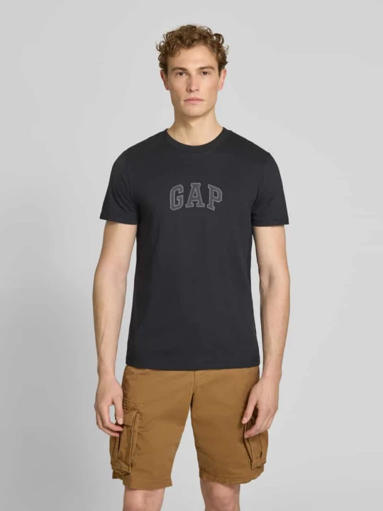 Zdjęcie produktu t-shirt z naszywką z logo i okrągłym dekoltem GAP Czarny