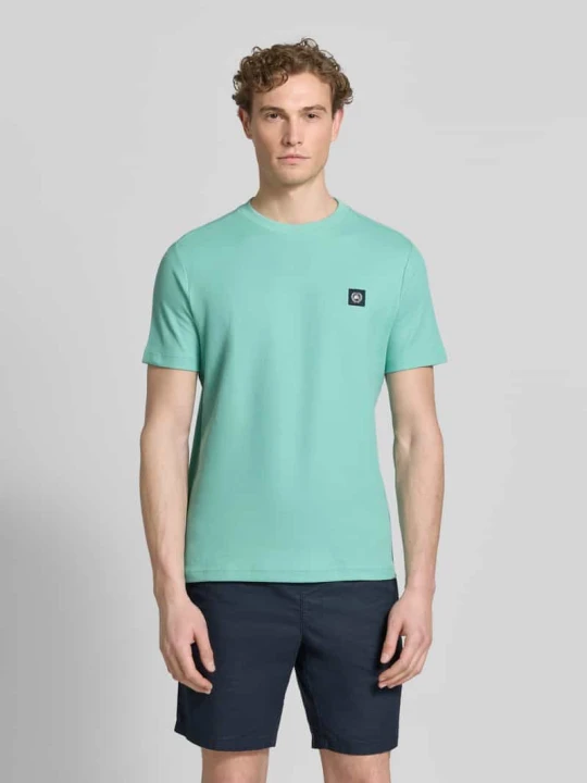 Zdjęcie produktu t-shirt z naszywką z logo i okrągłym dekoltem Lerros Miętowy