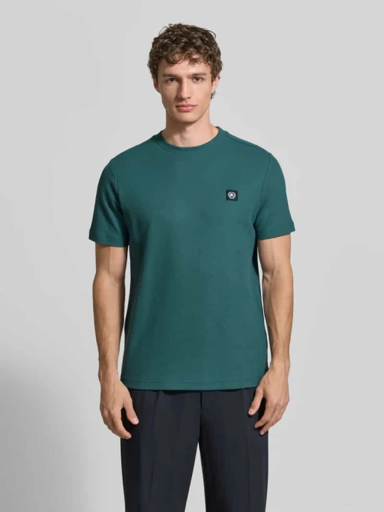 Zdjęcie produktu t-shirt z naszywką z logo i okrągłym dekoltem Lerros Zielony