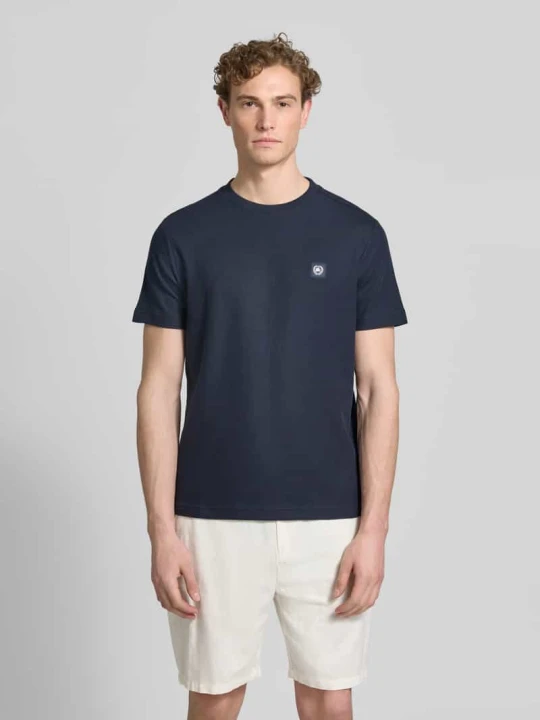 Zdjęcie produktu t-shirt z naszywką z logo i okrągłym dekoltem Lerros Granatowy